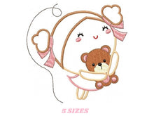 Carica l&#39;immagine nel visualizzatore di Gallery, Baby Girl embroidery designs - Girl with bear embroidery design machine embroidery pattern - girl applique design - instant digital download
