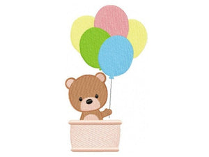 Balloon embroidery designs - Bear with balloons embroidery design machine embroidery pattern - Birthday embroidery file - instant download