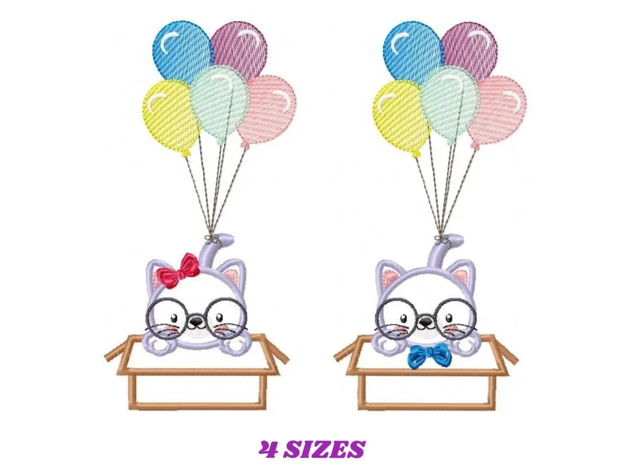 Cat in a box embroidery design - Cat with glasses embroidery designs machine embroidery pattern - Kitty embroidery - instant download pes Marcia Embroidery