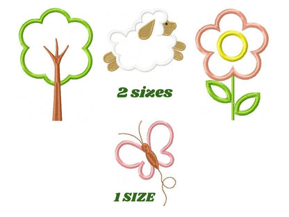 Tree embroidery designs - Flower embroidery design machine embroidery pattern - Butterfly embroidery file - Sheep embroidery applique design