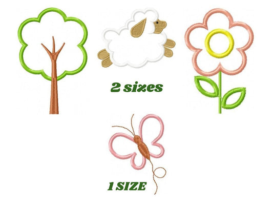 Tree embroidery designs - Flower embroidery design machine embroidery pattern - Butterfly embroidery file - Sheep embroidery applique design