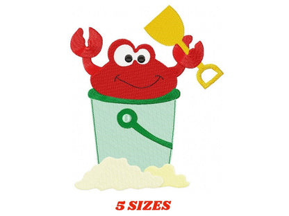 Crab embroidery design - Beach animal in a bucket embroidery designs machine embroidery pattern - Children play toy file - Instant download