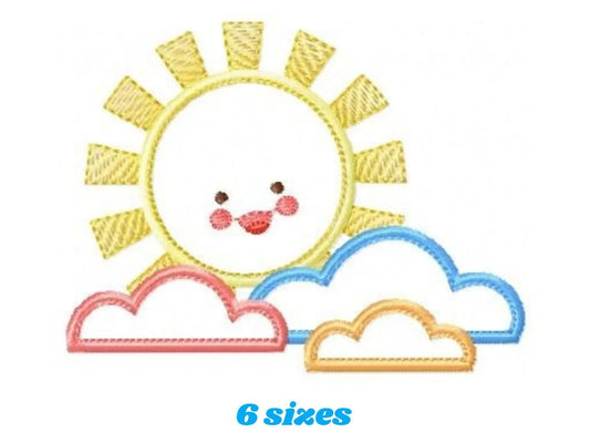 Sun with clouds embroidery design - Sun embroidery designs machine embroidery pattern - baby embroidery file - kid embroidery newborn design Marcia Embroidery