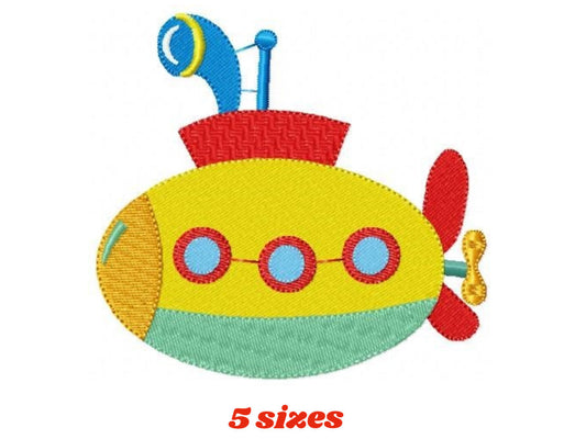 Submarine embroidery design - Submersible Boat machine embroidery pattern - Baby boy nautical file - Instant digital download pes jef dst