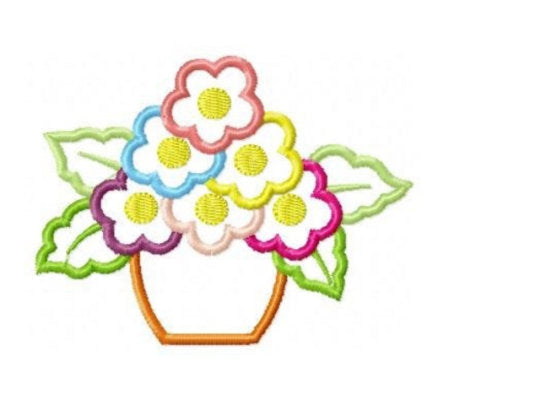 Flowers embroidery designs - Flower vase embroidery design machine embroidery pattern - rose embroidery file kitchen towel instant download