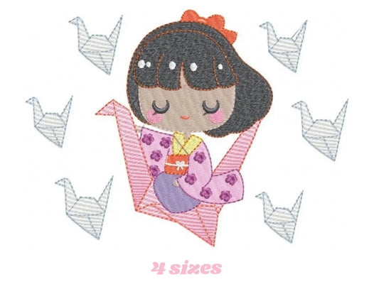 Japanese Geisha embroidery designs - Japanese Girl embroidery design machine embroidery pattern - origami embroidery file - instant download Marcia Embroidery