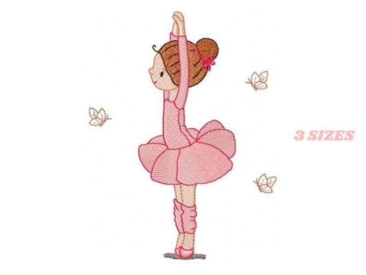 Ballerina embroidery designs - Ballet embroidery design machine embroidery pattern - instant download - filled design girl embroidery dancer