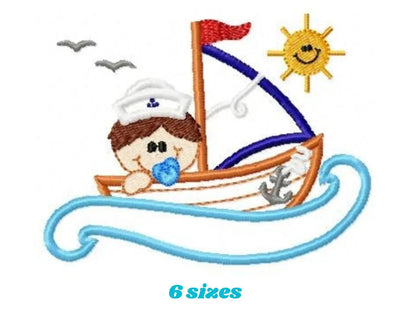 Boat embroidery design - Boy embroidery design machine embroidery pattern - baby embroidery file - kid embroidery boat applique design Marcia Embroidery