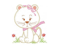 Load image into Gallery viewer, Cat embroidery design - Animal embroidery designs machine embroidery pattern - Kitty embroidery file - baby girl embroidery cat applique
