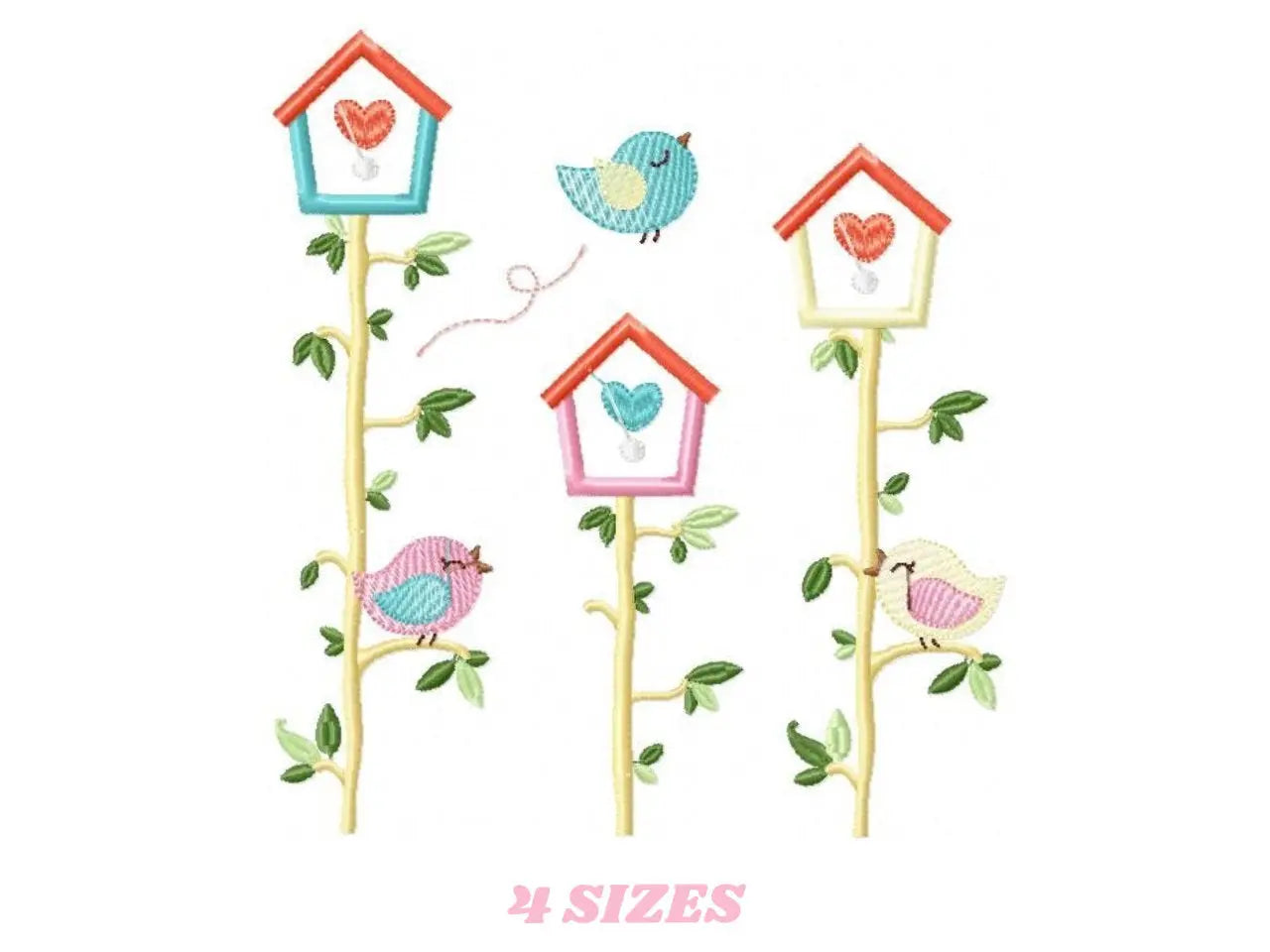 Bird embroidery designs - Birdhouse embroidery design machine embroidery pattern - instant download - bird applique design girl embroidery Marcia Embroidery