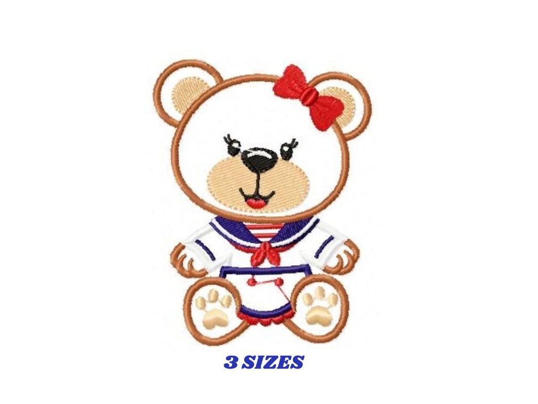 Bear embroidery designs - Sailor embroidery design machine embroidery pattern - sailor bear applique design - Teddy embroidery nautical girl