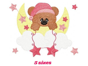 Bear embroidery designs - Cloud embroidery design machine embroidery pattern - bear filled stitch design - Teddy embroidery Moon embroidery