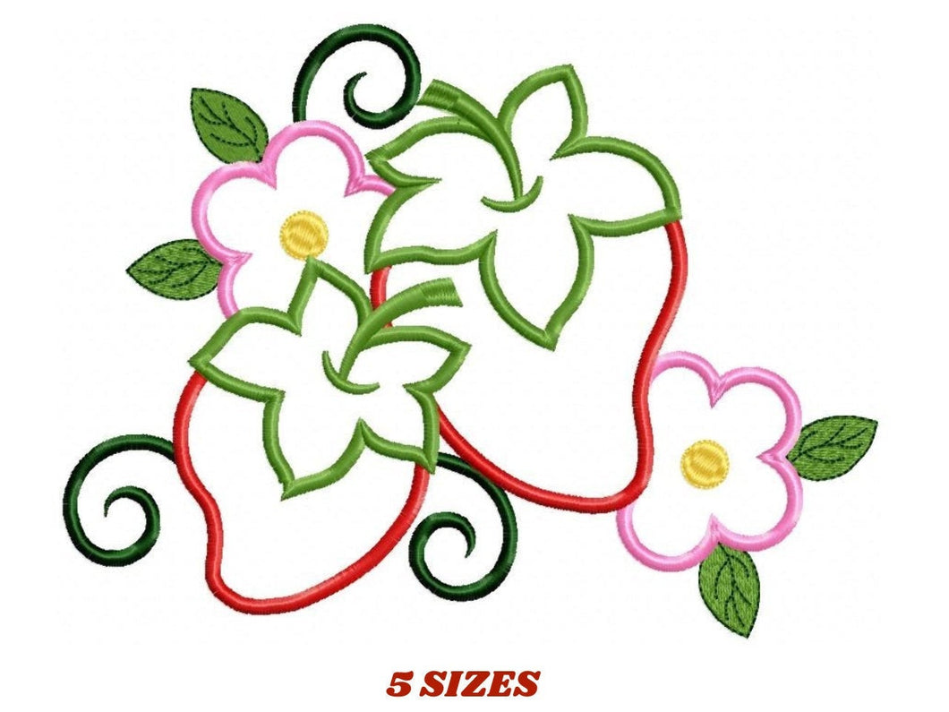 Strawberry embroidery designs - Fruit embroidery design machine embroidery pattern - Kitchen embroidery file - Strawberry applique design