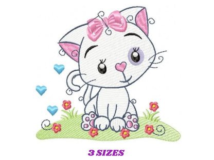Cat embroidery design - Animal embroidery designs machine embroidery pattern - Kitten embroidery file - baby girl embroidery cat design Marcia Embroidery