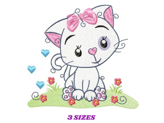 Cat embroidery design - Animal embroidery designs machine embroidery pattern - Kitten embroidery file - baby girl embroidery cat design