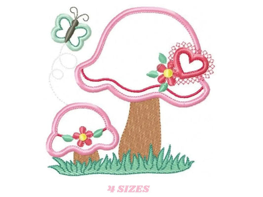 Mushroom embroidery designs - Flower embroidery design machine embroidery pattern - garden embroidery file - mushroom applique design Marcia Embroidery