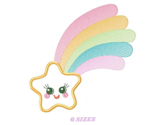 Star embroidery designs - rainbow embroidery design machine embroidery pattern - baby girl embroidery file - kid embroidery burp cloth bib