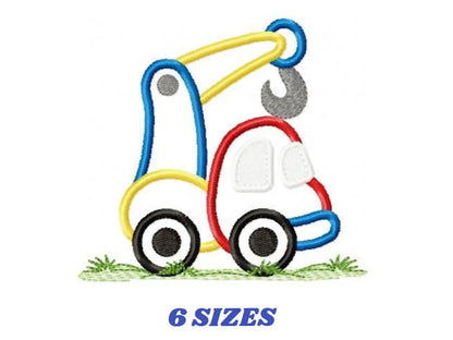 Crane embroidery designs -  truck applique machine embroidery pattern - Baby Boy Crane applique - Instant digital download pes jef dst hus Marcia Embroidery