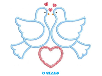 Love pigeons embroidery designs - Bird embroidery design machine embroidery pattern - Bird applique design - love birds embroidery download Marcia Embroidery