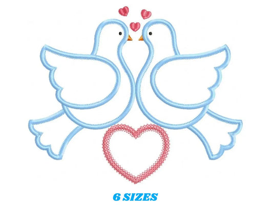 Love pigeons embroidery designs - Bird embroidery design machine embroidery pattern - Bird applique design - love birds embroidery download Marcia Embroidery