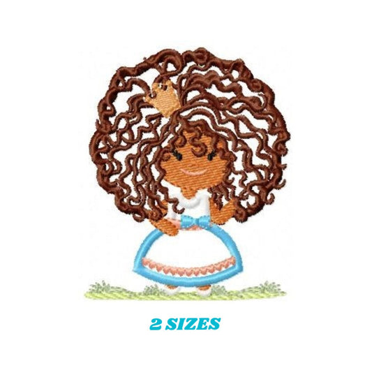 Princess embroidery designs - Curly hair girl embroidery design machine embroidery pattern - Baby embroidery afro american applique design
