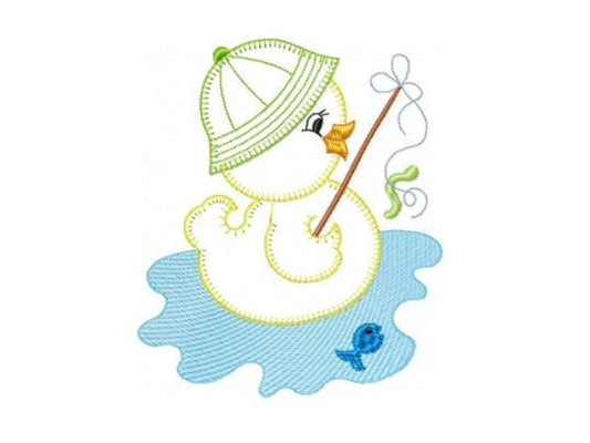 Fishing Duck embroidery design - Lake Water Animal embroidery designs machine embroidery pattern - Ducks applique design - instant download