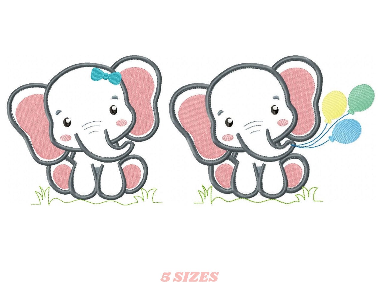 Elephant embroidery designs - Safari Animal with balloons machine embroidery pattern - Baby boy file - Elephant applique - Instant download