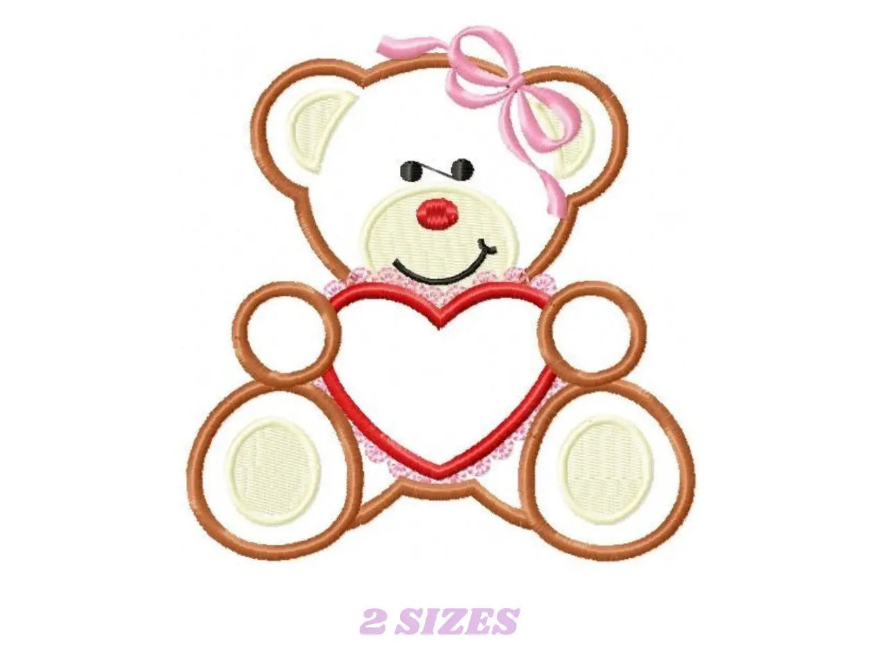 Bear with heart embroidery designs - Teddy bear embroidery design machine embroidery pattern - Baby Girl embroidery - bear applique design Marcia Embroidery