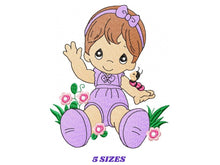 Load image into Gallery viewer, Baby embroidery design - newborn embroidery designs machine embroidery pattern - baby girl embroidery file - toddler with flowers garden
