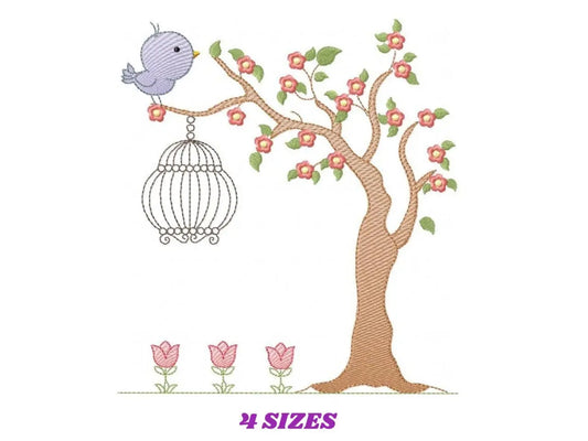 Bird embroidery designs -Bird with tree embroidery design machine embroidery pattern - instant download - bird design baby girl embroidery Marcia Embroidery