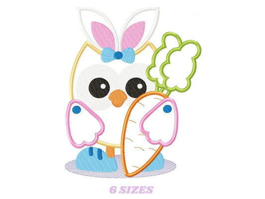 Owl embroidery design - Owl with bunny ears embroidery design machine embroidery pattern - easter embroidery file - owl applique design Marcia Embroidery