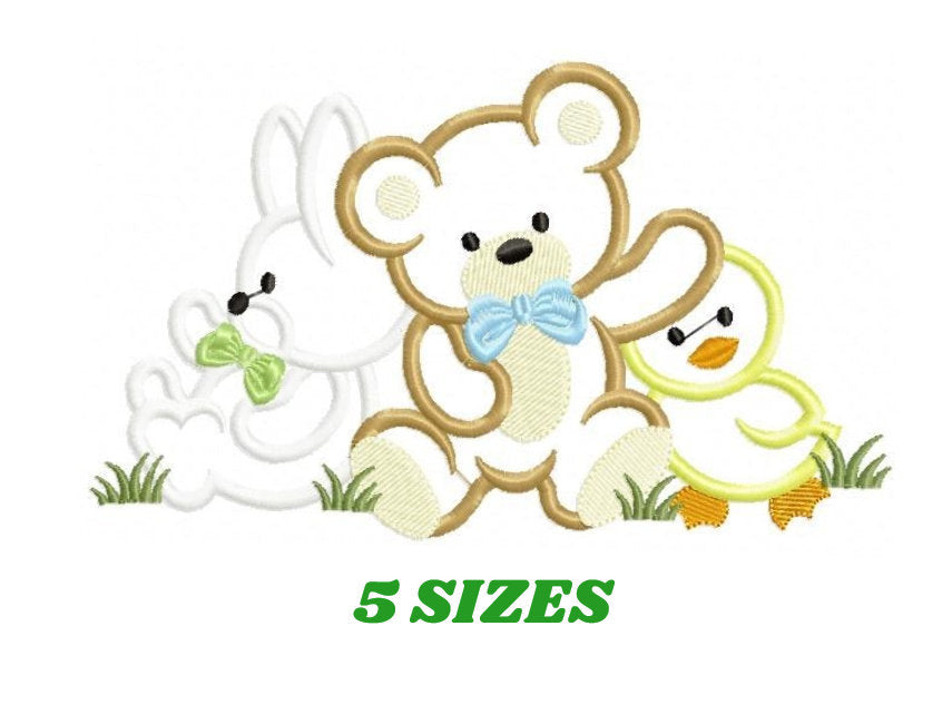 Animals embroidery designs - Bear embroidery design machine embroidery pattern - rabbit embroidery file - duck embroidery applique design