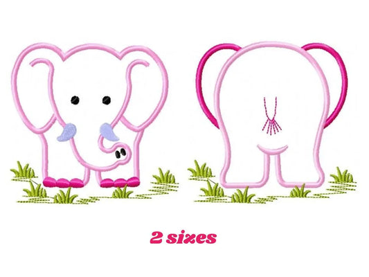 Elephant embroidery designs - Safari embroidery design machine embroidery pattern - Animal embroidery file - elephant applique front back Marcia Embroidery