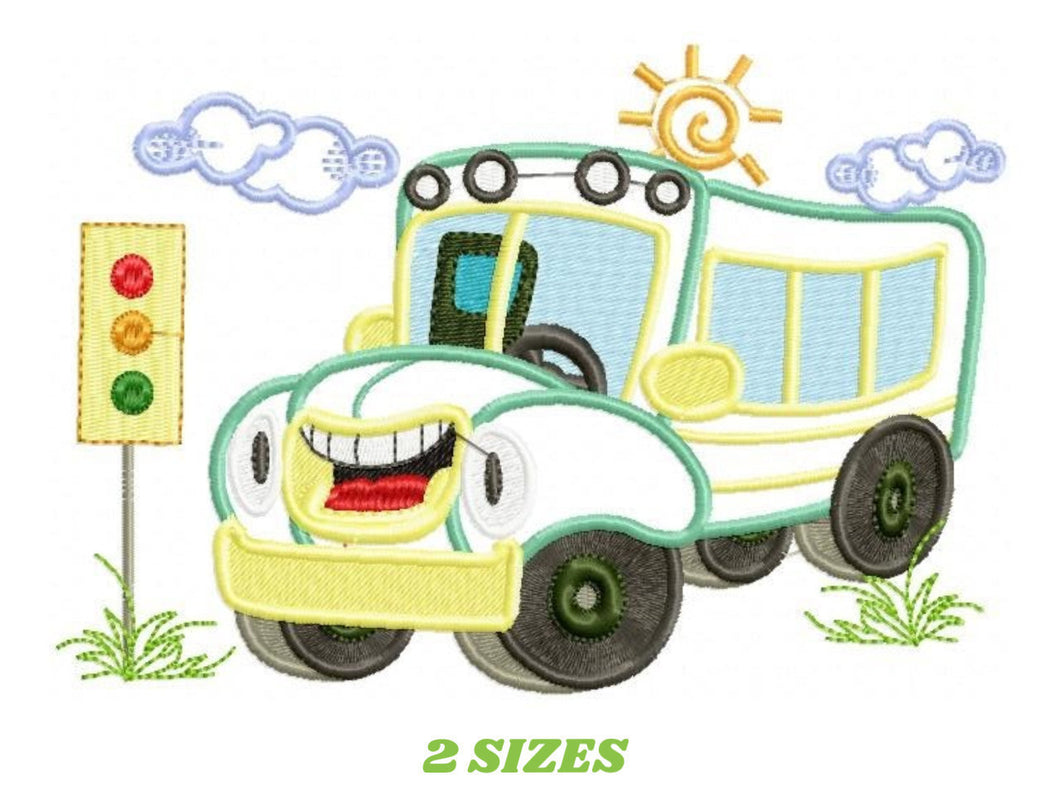 School Bus embroidery designs - Bus embroidery design machine embroidery pattern - School Bus applique design - kid embroidery download pes