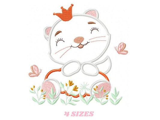 Cat embroidery design - Animal embroidery designs machine embroidery pattern - Kitty embroidery file - girl embroidery cat applique design