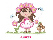 Load image into Gallery viewer, Baby girl embroidery designs - Fairy embroidery design machine embroidery - girl with flowers embroidery file - disney embroidery pattern
