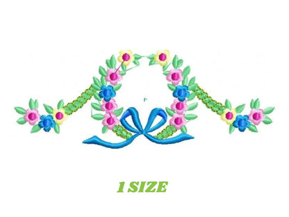 Laurel with flowers embroidery designs - Flower wreath embroidery design machine embroidery pattern - girl embroidery file Lace embroidery Marcia Embroidery