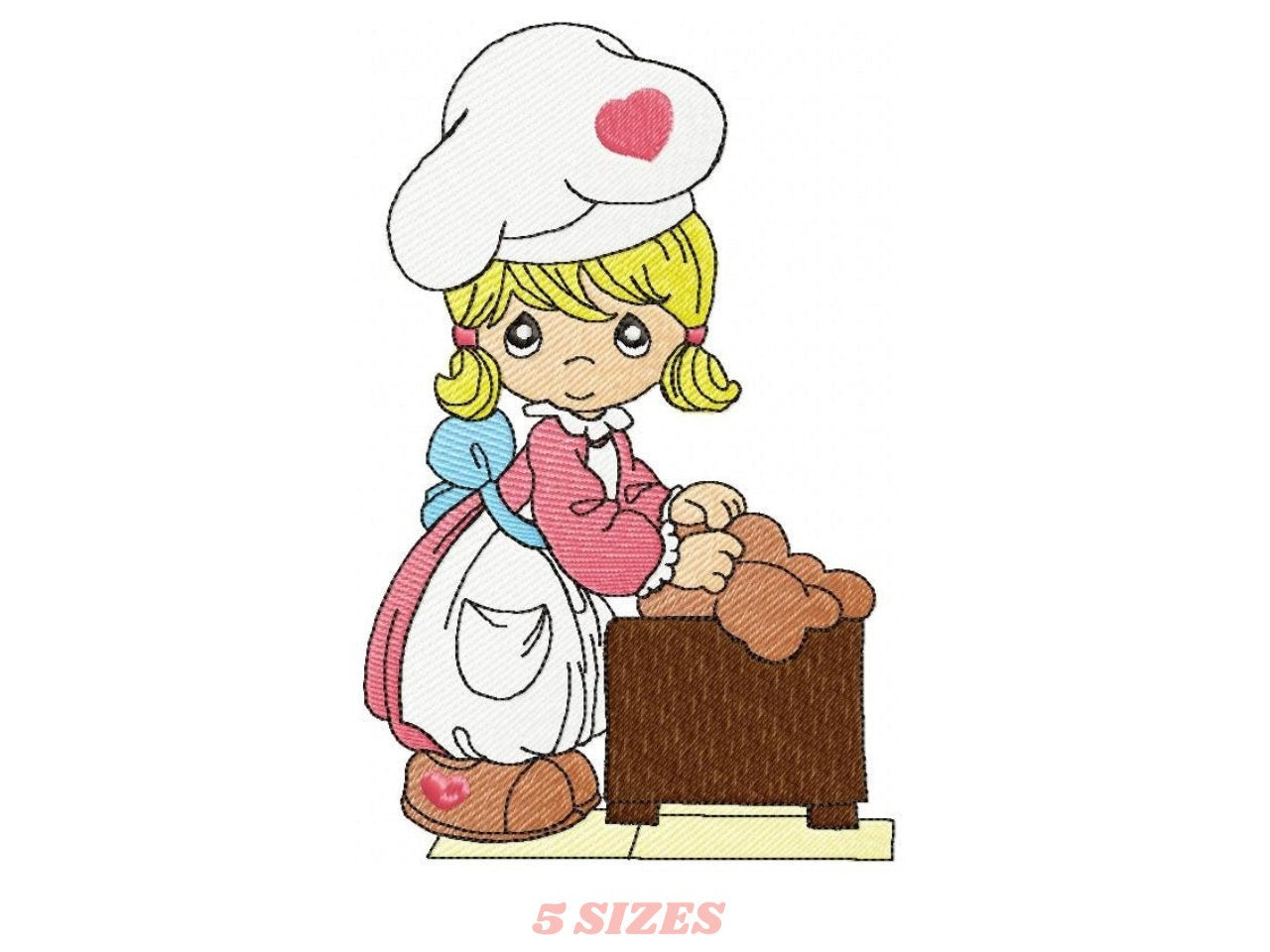 Girl embroidery design - Kid embroidery designs machine embroidery pattern - Kitchen embroidery file - Cooking girl filled design Cooker