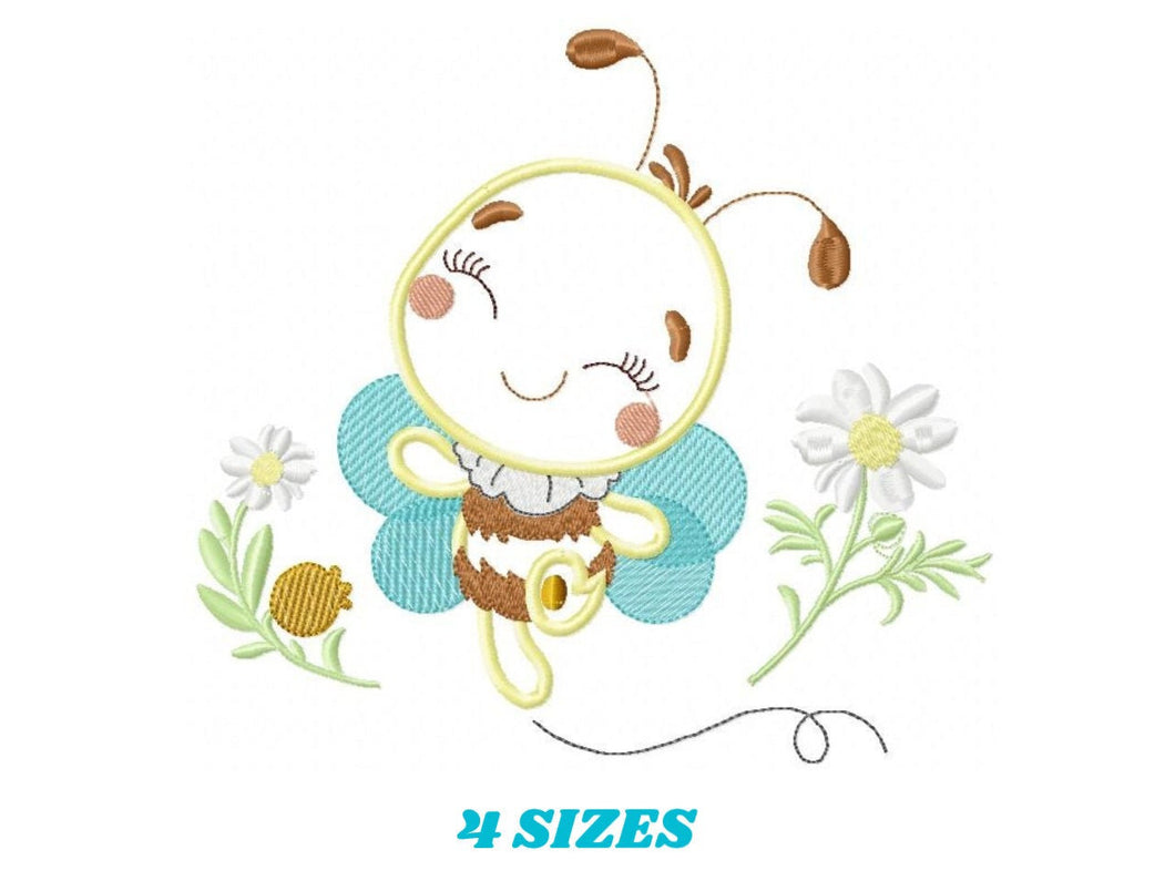 Bee embroidery design - Bees embroidery designs machine embroidery pattern - Baby girl embroidery file - honey bee applique design newborn