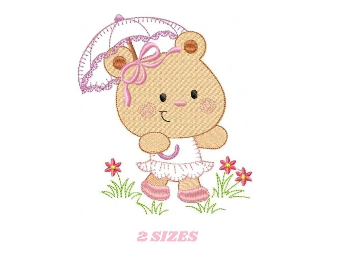 Bear embroidery designs - Teddy embroidery design machine embroidery pattern - Mama bear with umbrella embroidery file - instant download Marcia Embroidery