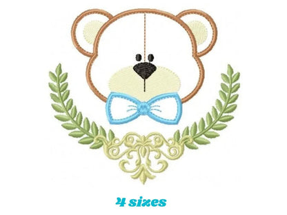 Bear embroidery designs - Teddy embroidery design machine embroidery pattern - Laurel embroidery file - bear with laurel applique design Marcia Embroidery