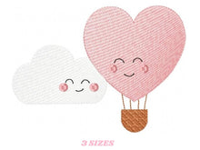 Carica l&#39;immagine nel visualizzatore di Gallery, Balloon embroidery designs - Hot air balloon embroidery design machine embroidery pattern - Clouds embroidery Heart embroidery cloud design
