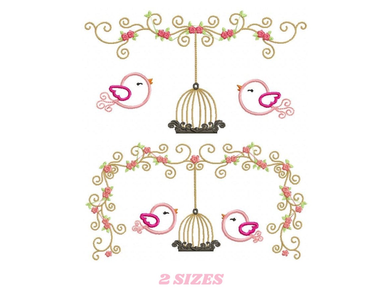 Bird embroidery designs - Birdcage embroidery design machine embroidery pattern - instant download - baby girl embroidery bird applique