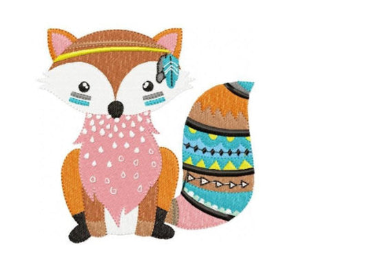 Red Fox embroidery designs - Woodland Indian animal machine embroidery pattern - Baby boy and girl boho file - Instant download pes jef dst