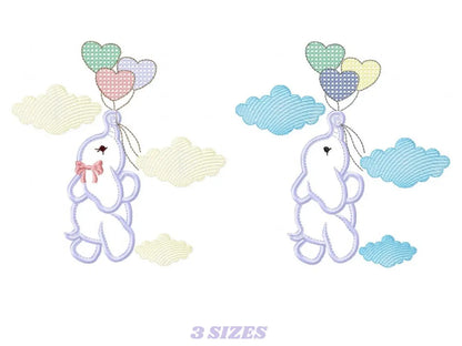 Elephant embroidery designs - animal embroidery design machine embroidery pattern - baby girl embroidery file - boy kid embroidery sky cloud Marcia Embroidery