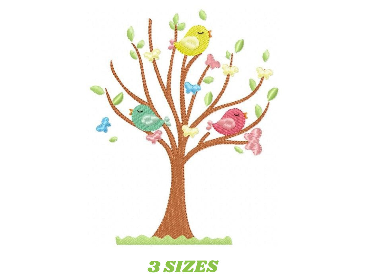 Tree embroidery designs - Flower embroidery design machine embroidery pattern - Bird embroidery file - Spring Summer design instant download
