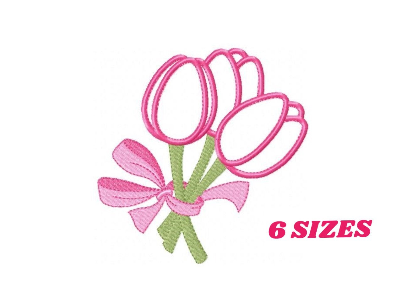 Flowers embroidery designs - Tulip Bouquet Applique machine embroidery pattern - Kitchen Towel Floral file - Instant digital download pes