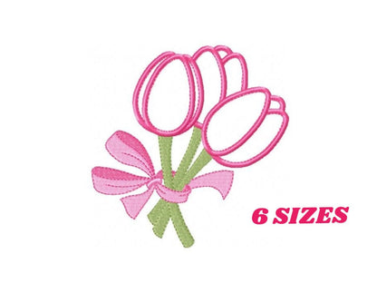 Flowers embroidery designs - Tulip Bouquet Applique machine embroidery pattern - Kitchen Towel Floral file - Instant digital download pes