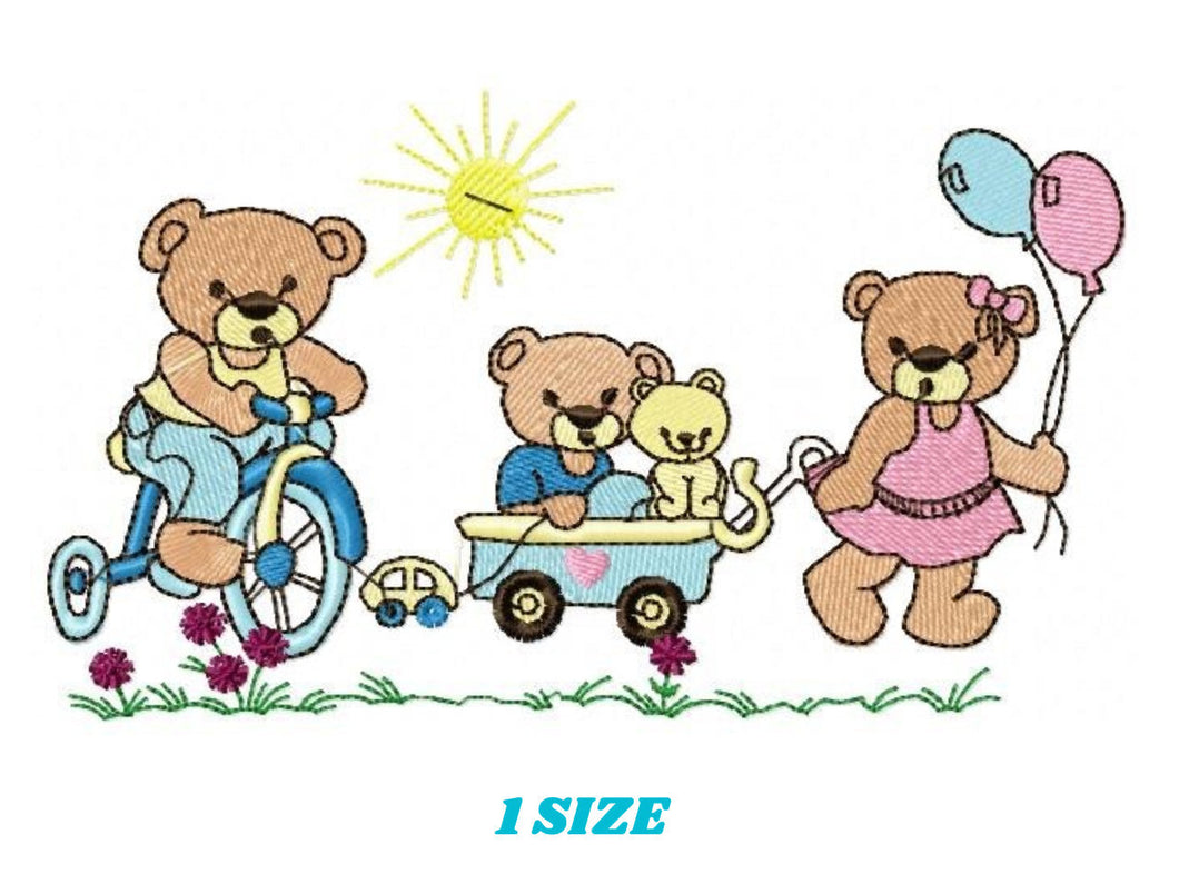 Bear embroidery designs - Teddy embroidery design machine embroidery pattern - Bear family embroidery - Bear design baby boy embroidery file