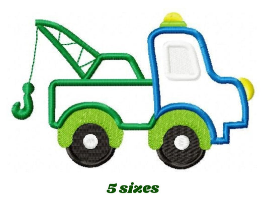 Tow truck embroidery designs - vehicle embroidery design machine embroidery pattern - tow truck applique design - kid boy embroidery car